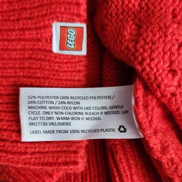 Lego Women's Red Textured Thick Pom Pom Sweater Size Large - Picture 5 of 6